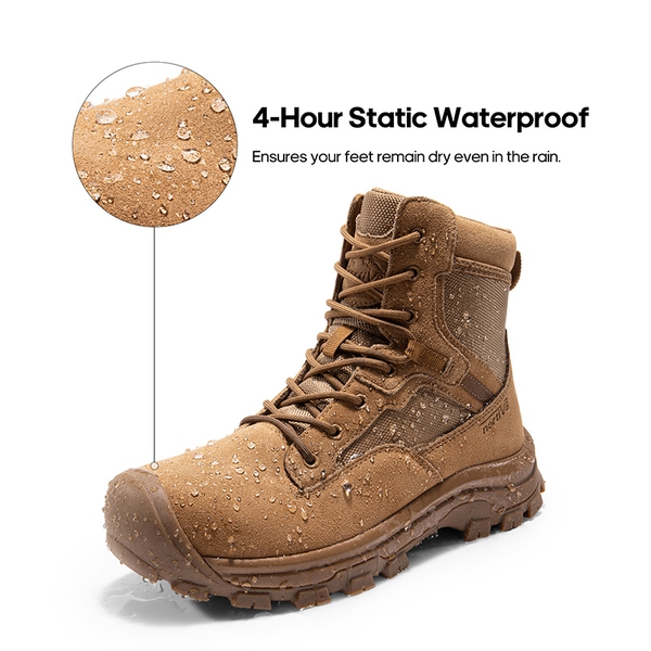 Men's Cap-Toe Waterproof Tactical Work Boots - COYOTE - 7
